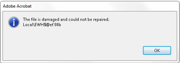The file is damaged and could not be repaired.